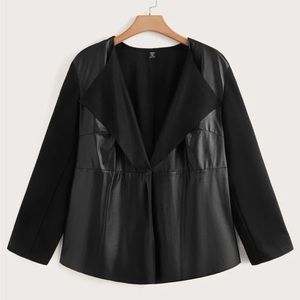 Shein Open Front Pleather Blazer Cardigan